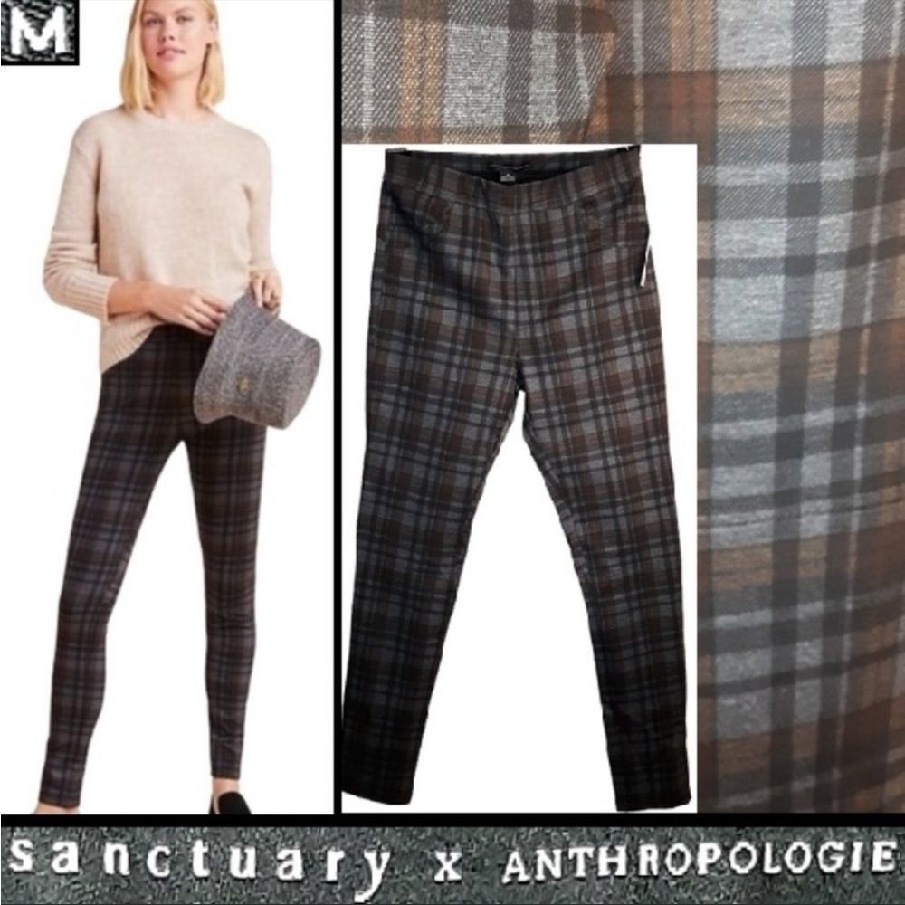 Anthropologie Plaid Leggings - Black, Gray, Brown